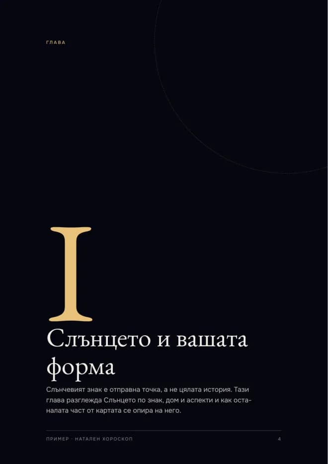 Начална страница на глава от Натален хороскоп