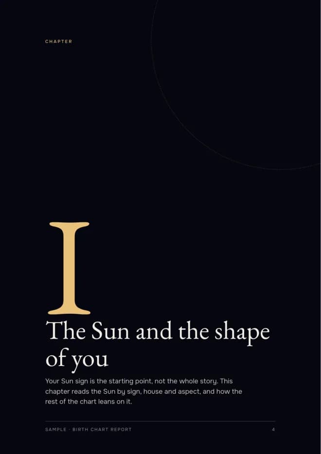 A chapter opening page from the Birth Chart Report