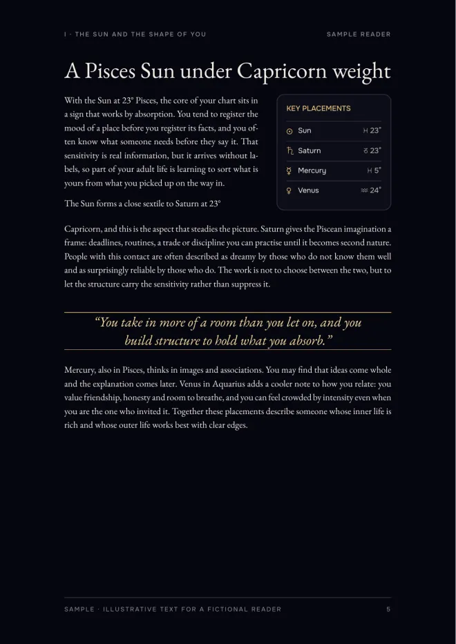 Chapter by chapter, Birth Chart Report